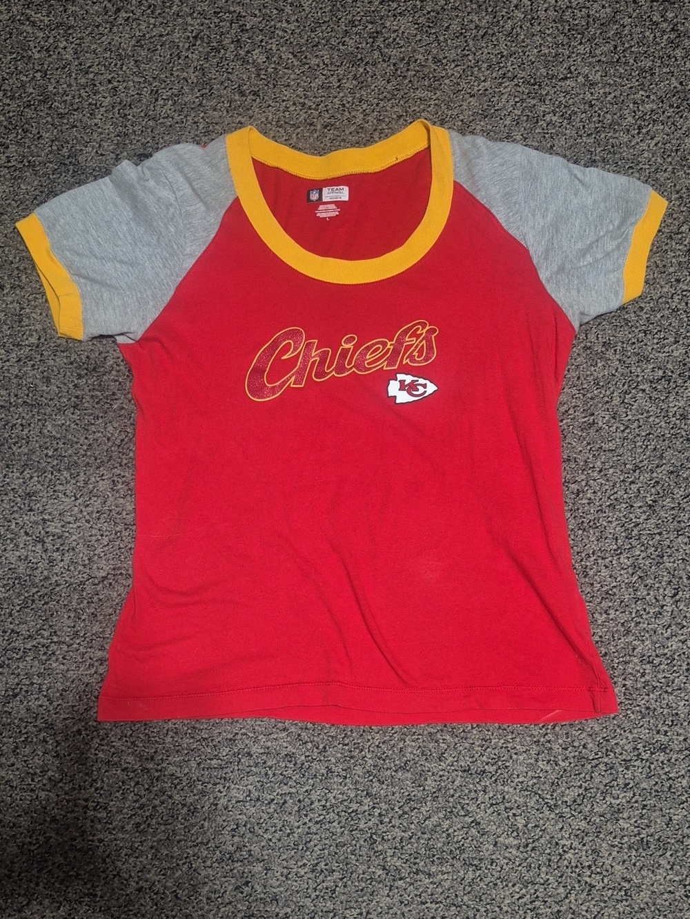 Kansas City Chiefs Women's Red Raglan Short Sleeve Tee